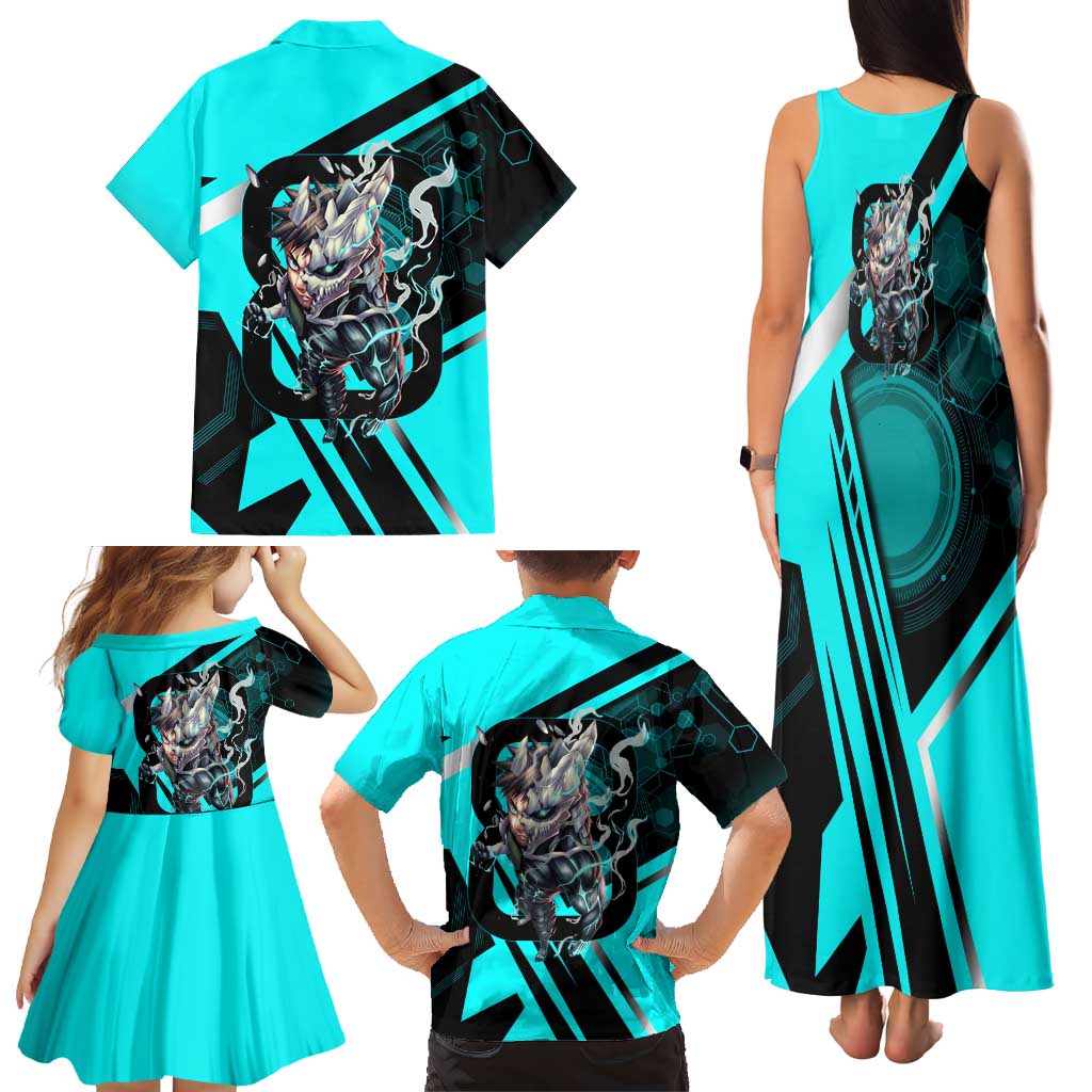 Hibino Kafka Family Matching Tank Maxi Dress and Hawaiian Shirt Futuristic Tech Anime Style