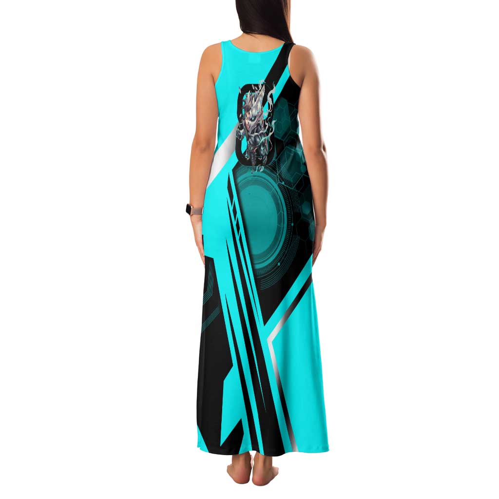 Hibino Kafka Family Matching Tank Maxi Dress and Hawaiian Shirt Futuristic Tech Anime Style