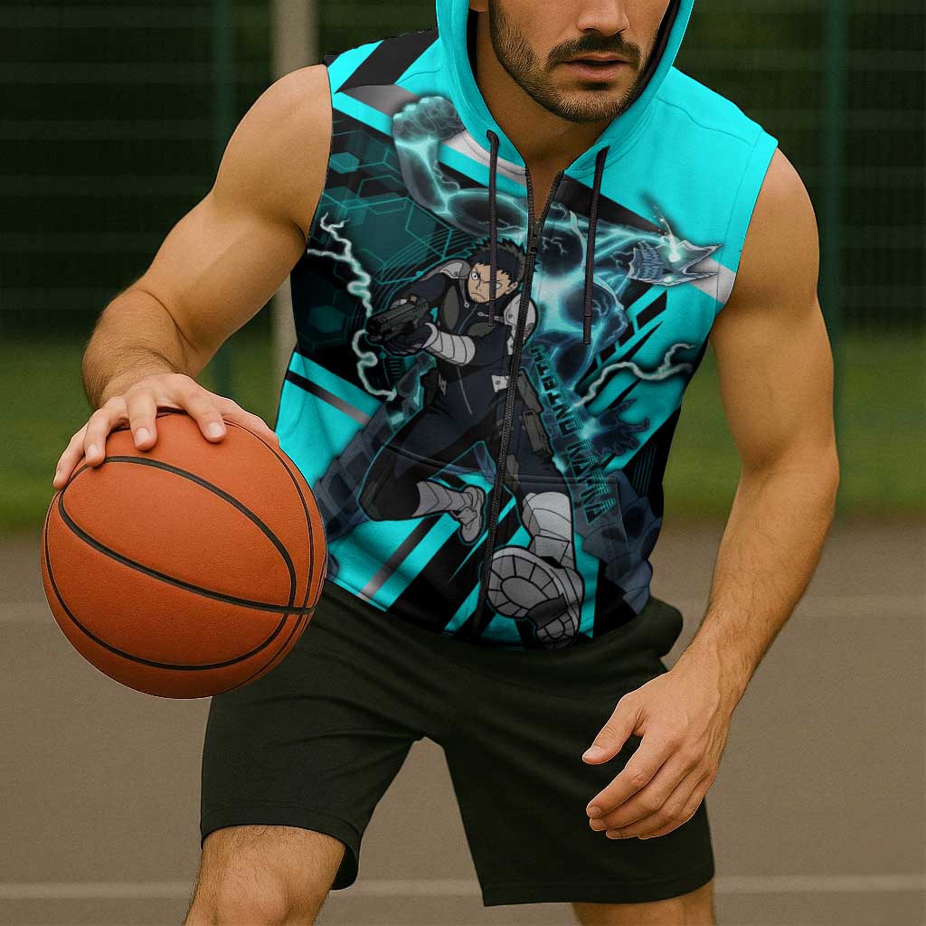 Hibino Kafka Sleeveless Zip Hoodie Futuristic Tech Anime Style