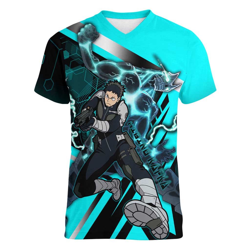 Hibino Kafka Women V-Neck T-Shirt Futuristic Tech Anime Style