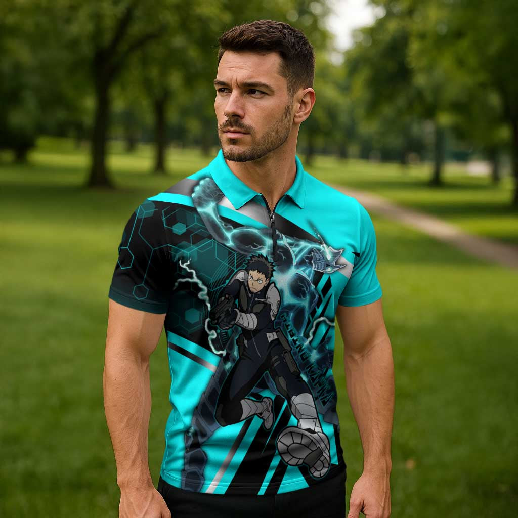 Hibino Kafka Zipper Polo Shirt Futuristic Tech Anime Style
