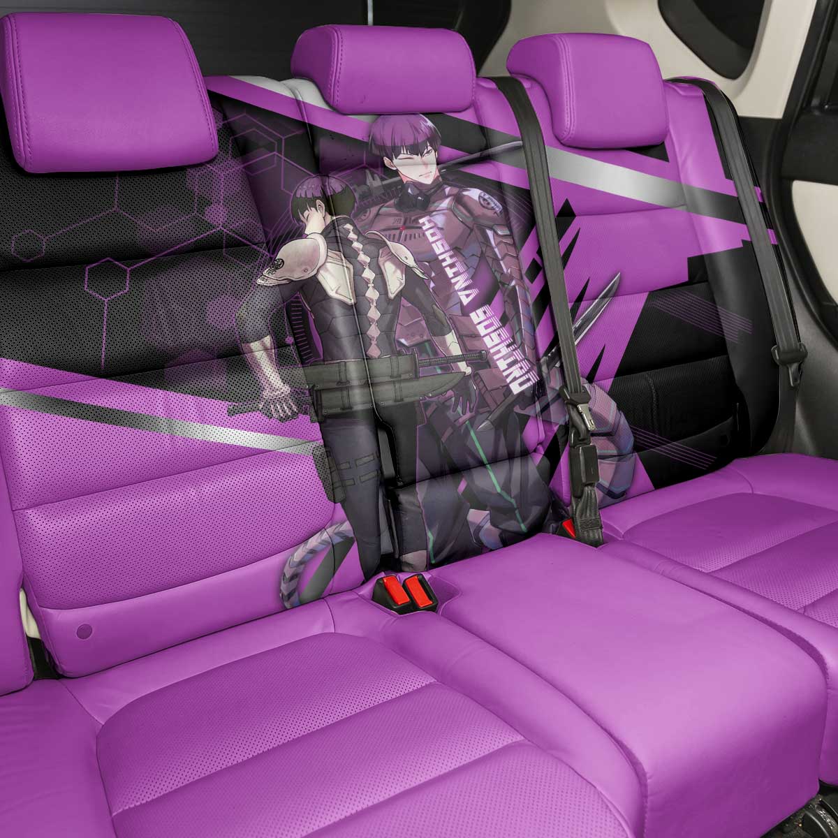 Hoshina Soshiro Back Car Seat Cover Futuristic Tech Anime Style