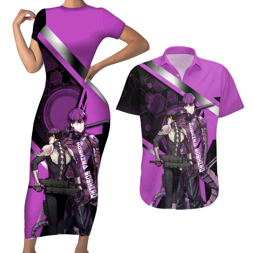 Hoshina Soshiro Couples Matching Short Sleeve Bodycon Dress and Hawaiian Shirt Futuristic Tech Anime Style