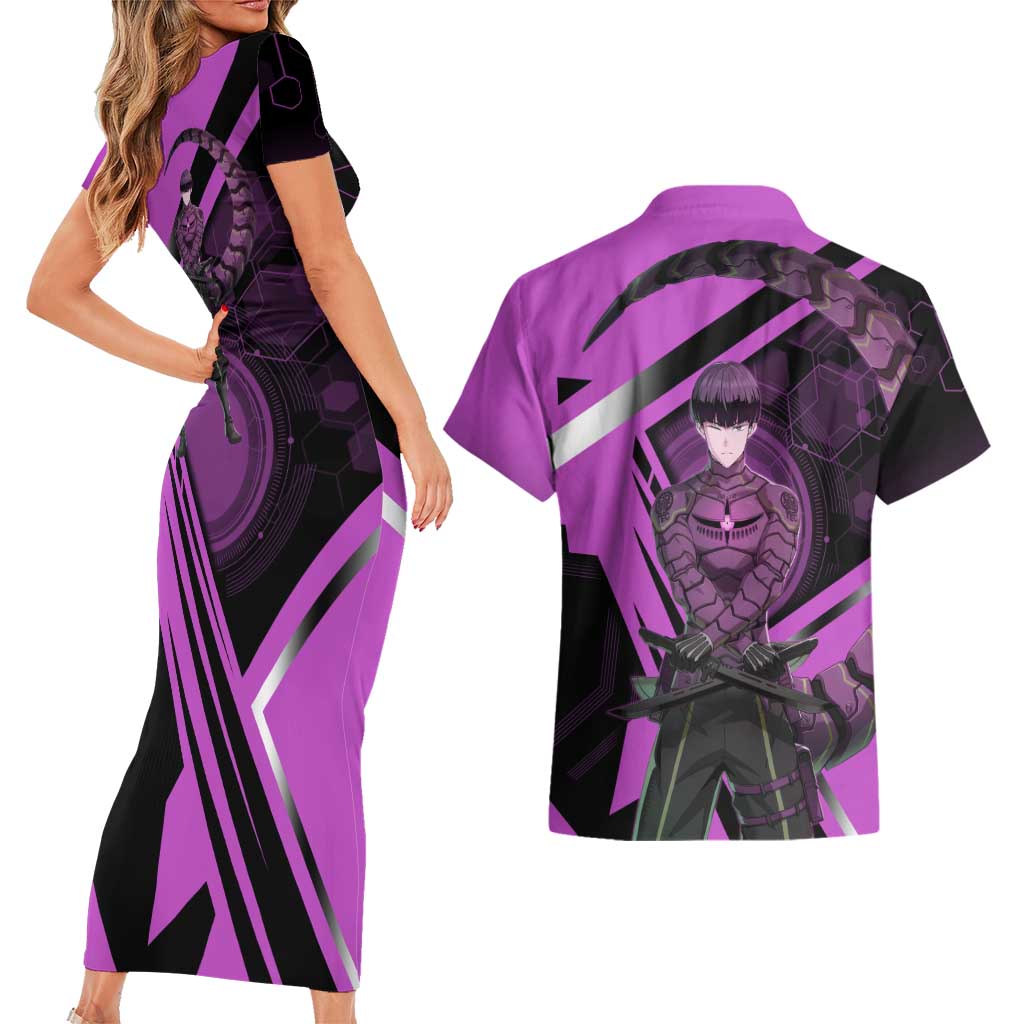 Hoshina Soshiro Couples Matching Short Sleeve Bodycon Dress and Hawaiian Shirt Futuristic Tech Anime Style