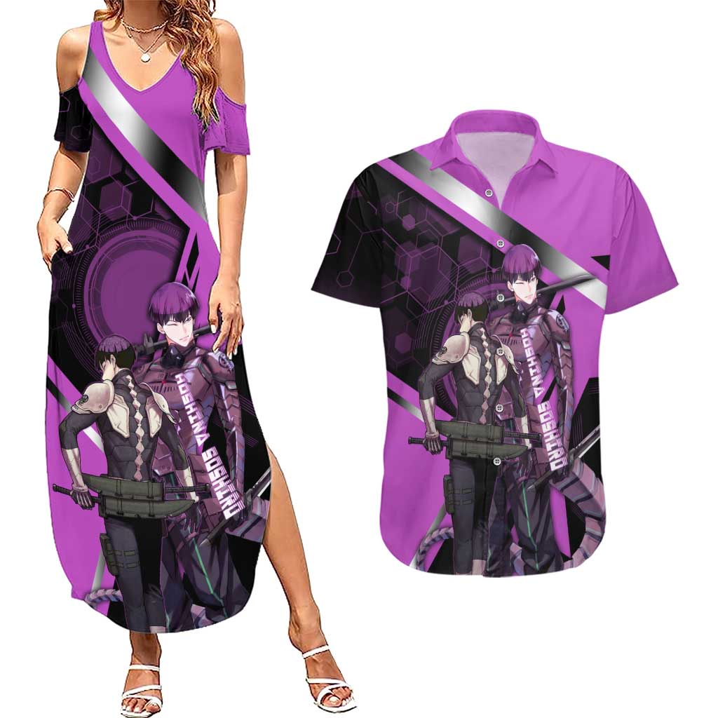 Hoshina Soshiro Couples Matching Summer Maxi Dress and Hawaiian Shirt Futuristic Tech Anime Style