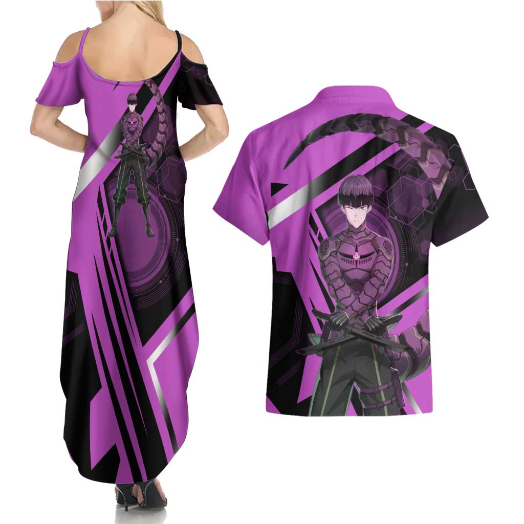 Hoshina Soshiro Couples Matching Summer Maxi Dress and Hawaiian Shirt Futuristic Tech Anime Style