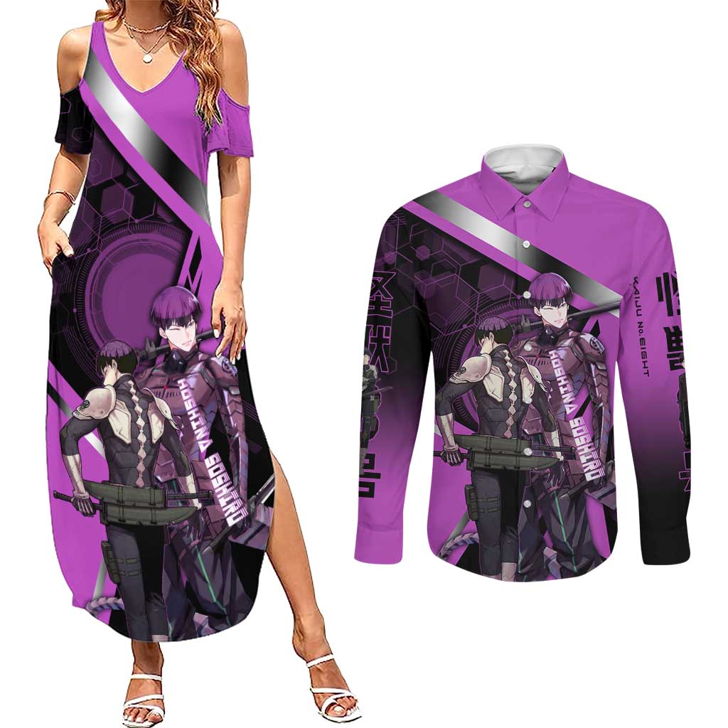 Hoshina Soshiro Couples Matching Summer Maxi Dress and Long Sleeve Button Shirt Futuristic Tech Anime Style