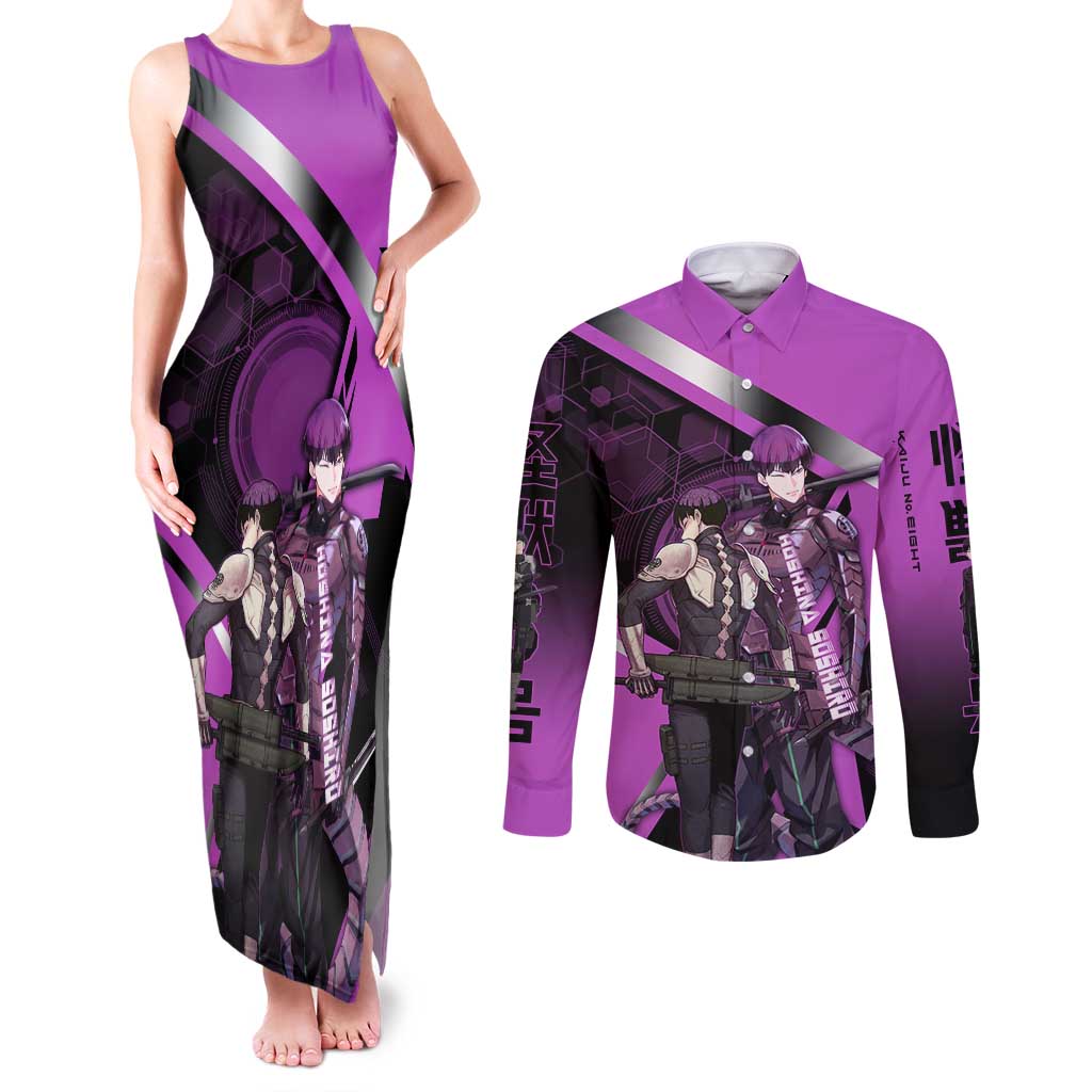 Hoshina Soshiro Couples Matching Tank Maxi Dress and Long Sleeve Button Shirt Futuristic Tech Anime Style