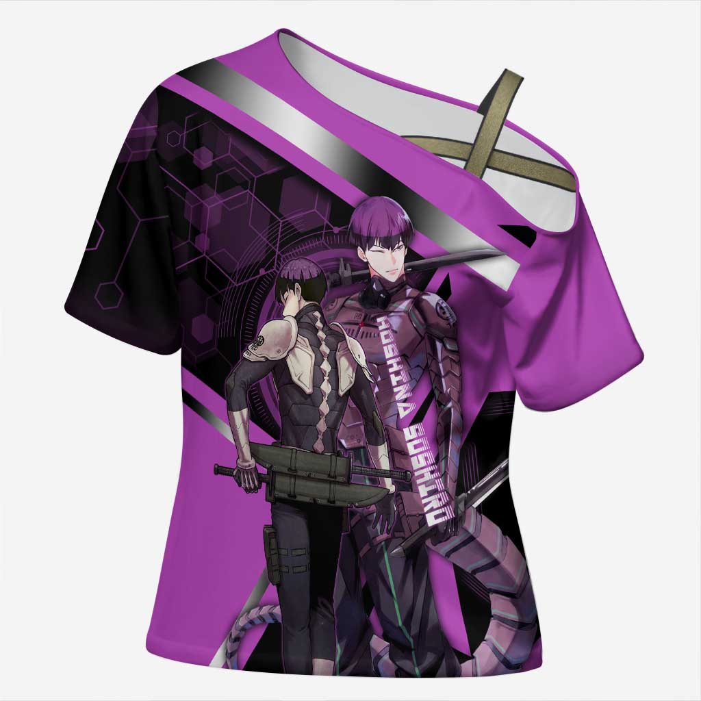 Hoshina Soshiro Cross Shoulder Shirt Futuristic Tech Anime Style