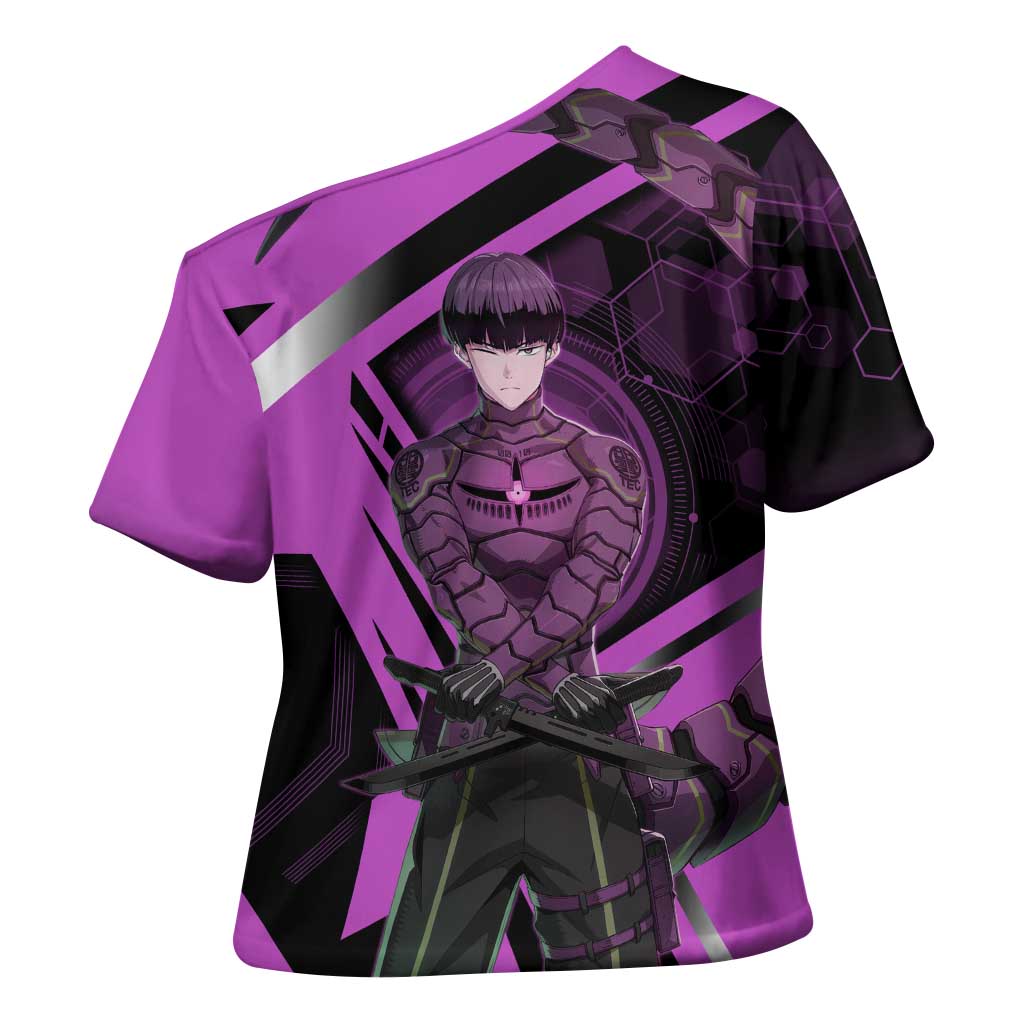 Hoshina Soshiro Cross Shoulder Shirt Futuristic Tech Anime Style