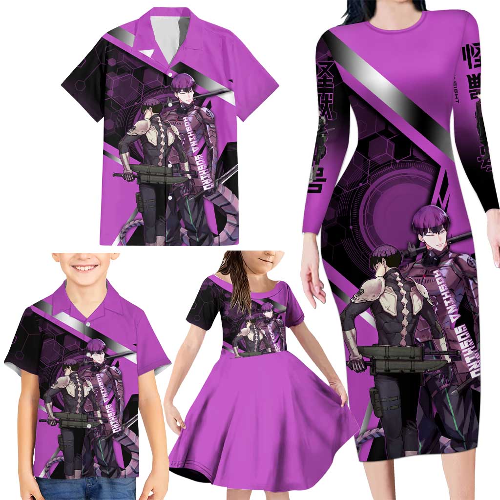 Hoshina Soshiro Family Matching Long Sleeve Bodycon Dress and Hawaiian Shirt Futuristic Tech Anime Style