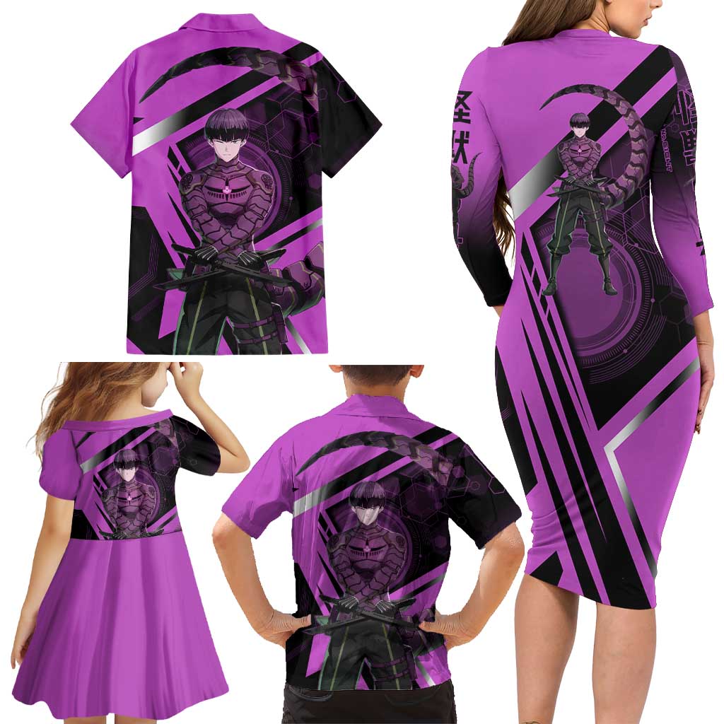 Hoshina Soshiro Family Matching Long Sleeve Bodycon Dress and Hawaiian Shirt Futuristic Tech Anime Style