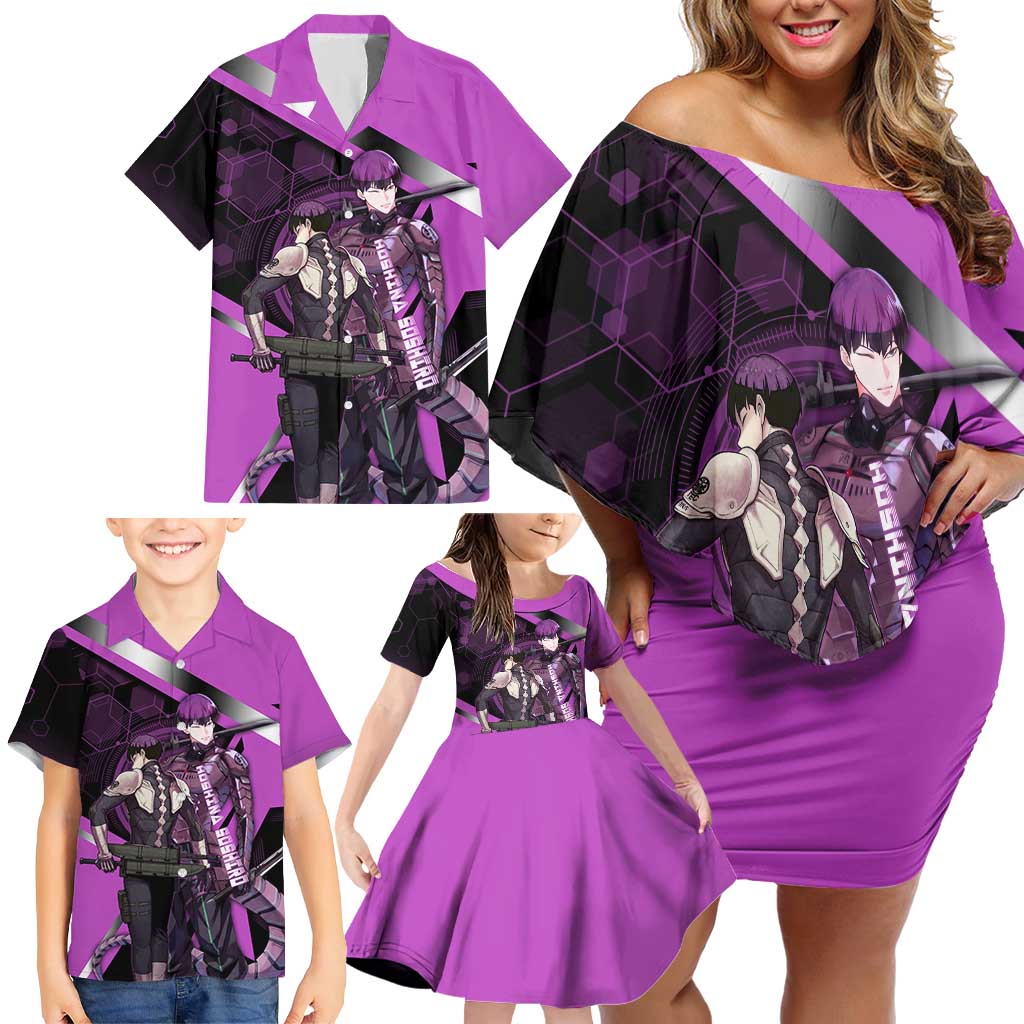 Hoshina Soshiro Family Matching Off Shoulder Short Dress and Hawaiian Shirt Futuristic Tech Anime Style