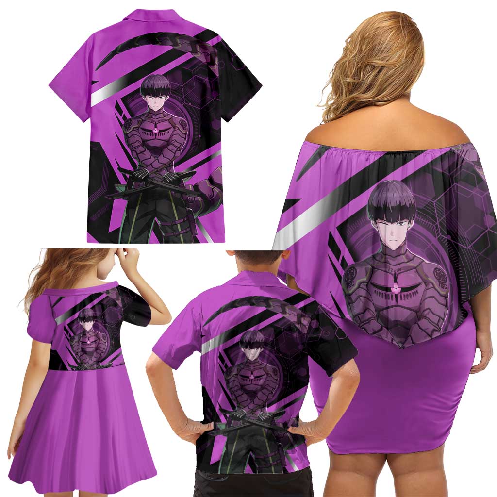 Hoshina Soshiro Family Matching Off Shoulder Short Dress and Hawaiian Shirt Futuristic Tech Anime Style