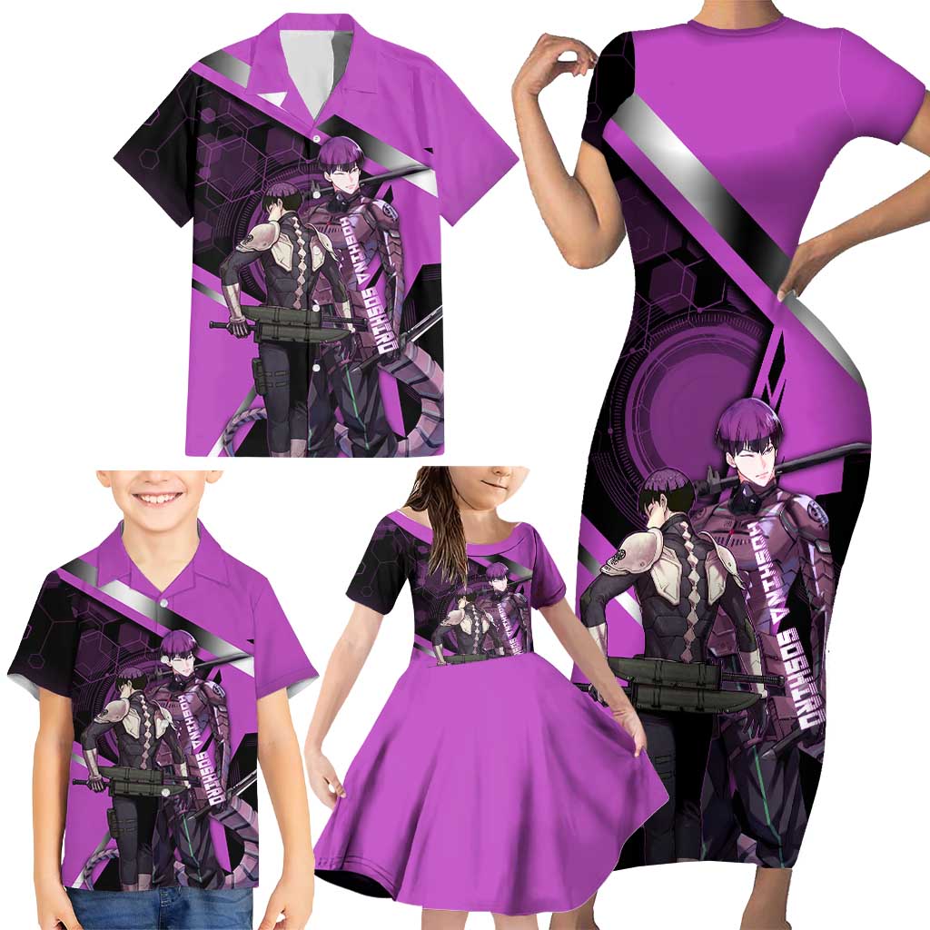 Hoshina Soshiro Family Matching Short Sleeve Bodycon Dress and Hawaiian Shirt Futuristic Tech Anime Style
