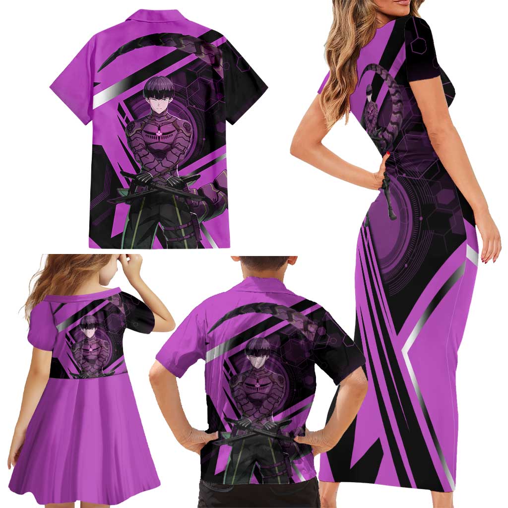 Hoshina Soshiro Family Matching Short Sleeve Bodycon Dress and Hawaiian Shirt Futuristic Tech Anime Style