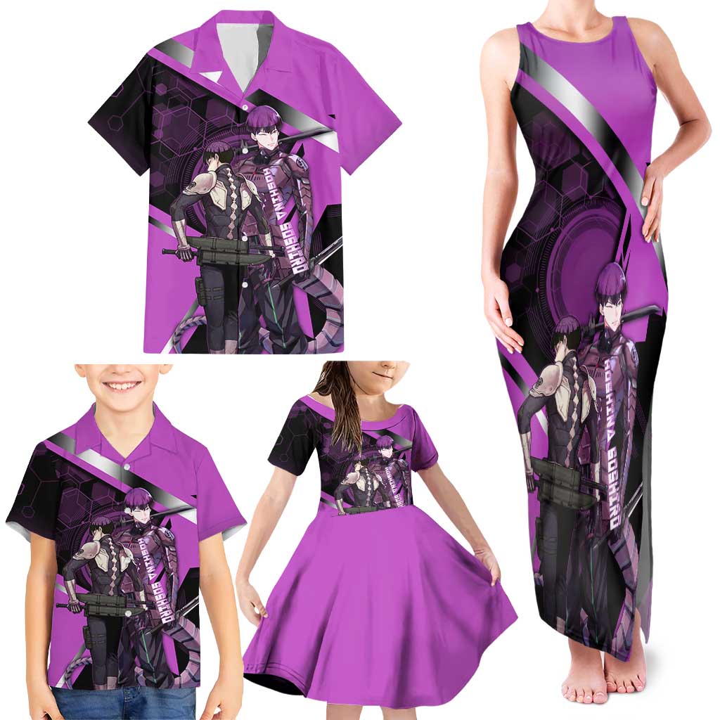 Hoshina Soshiro Family Matching Tank Maxi Dress and Hawaiian Shirt Futuristic Tech Anime Style
