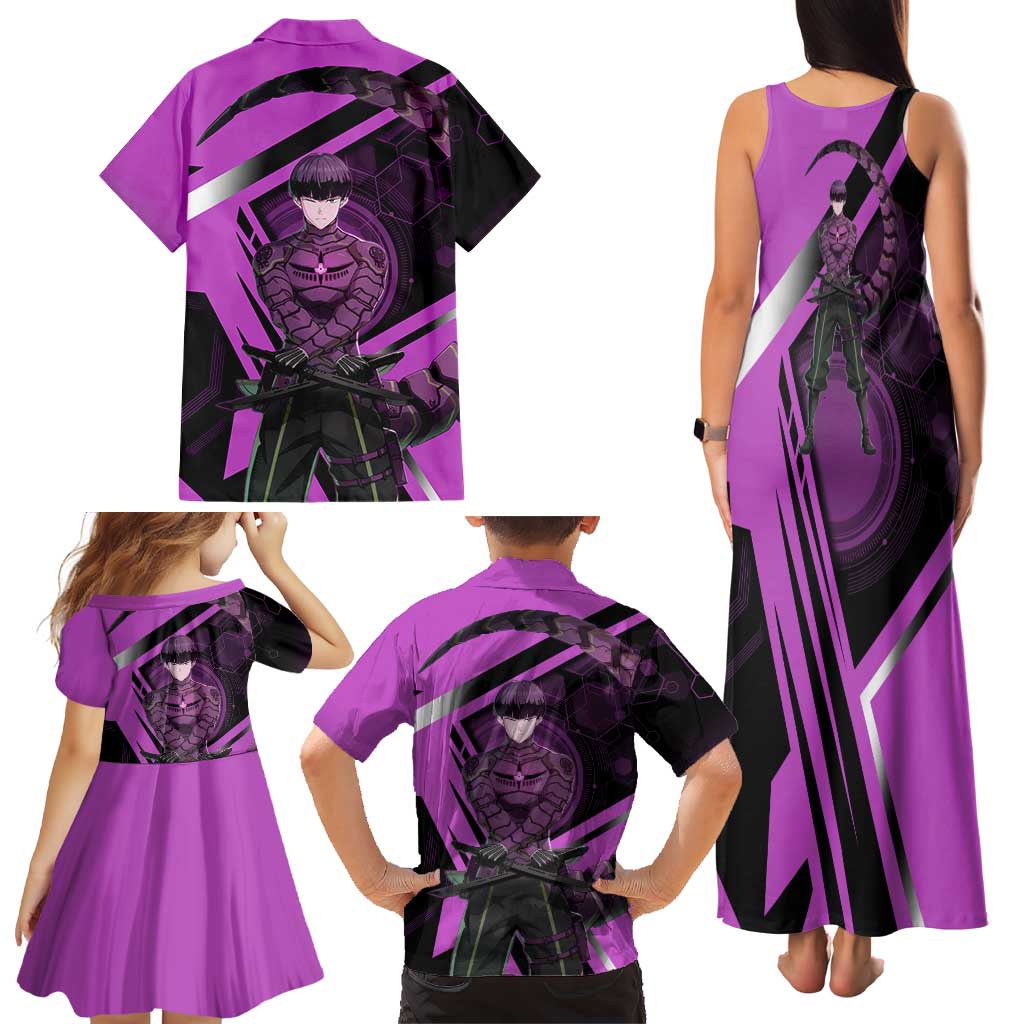 Hoshina Soshiro Family Matching Tank Maxi Dress and Hawaiian Shirt Futuristic Tech Anime Style
