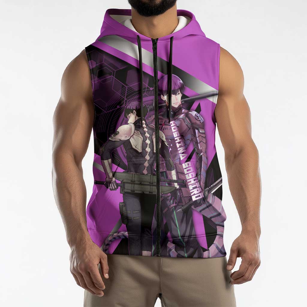 Hoshina Soshiro Sleeveless Zip Hoodie Futuristic Tech Anime Style