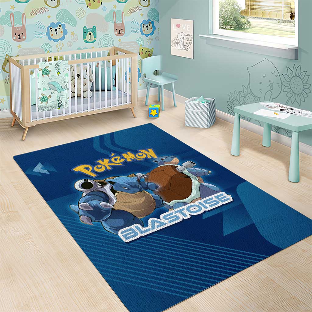 Blastoise Poké Area Rug Tech Armor Anime Wave Style