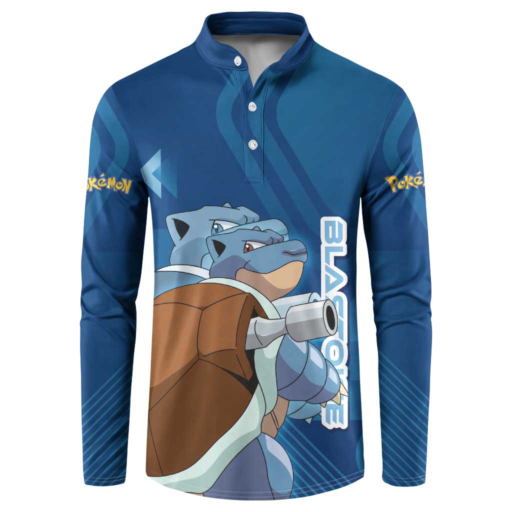 Blastoise Poké Button Sweatshirt Tech Armor Anime Wave Style