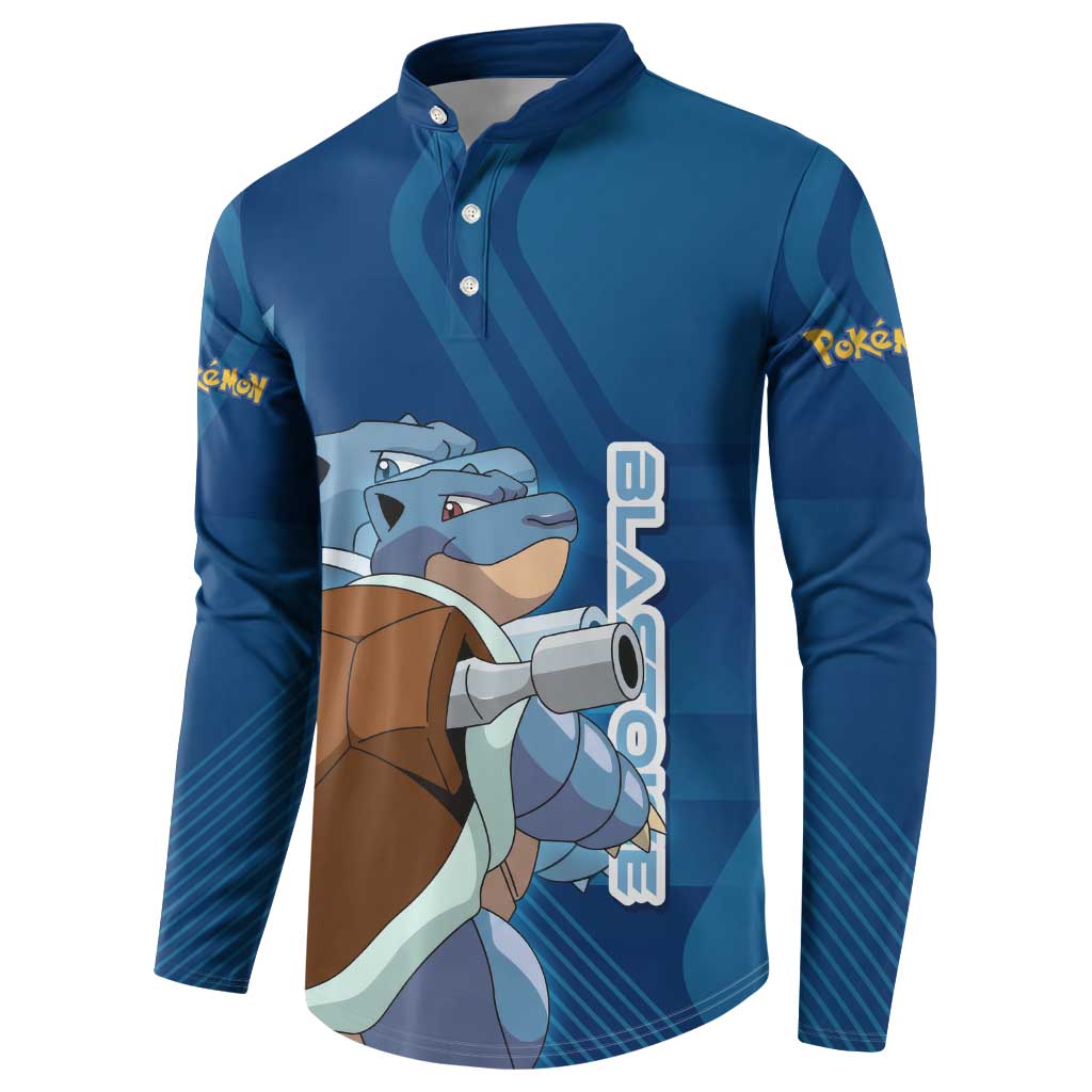 Blastoise Poké Button Sweatshirt Tech Armor Anime Wave Style