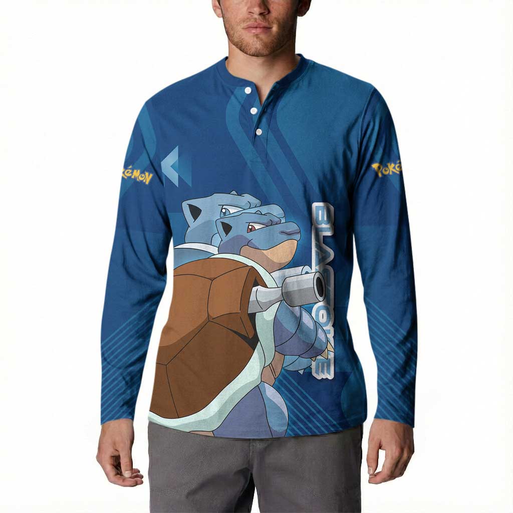 Blastoise Poké Button Sweatshirt Tech Armor Anime Wave Style