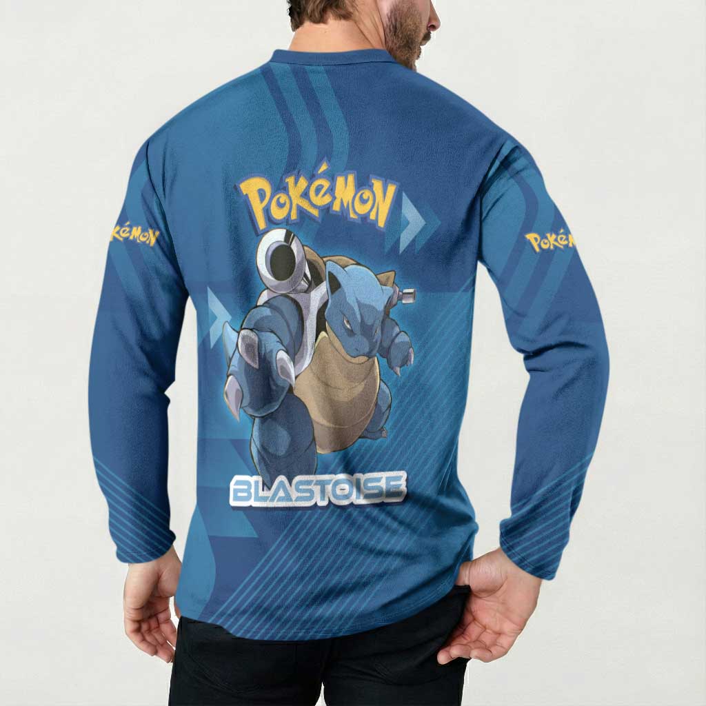 Blastoise Poké Button Sweatshirt Tech Armor Anime Wave Style