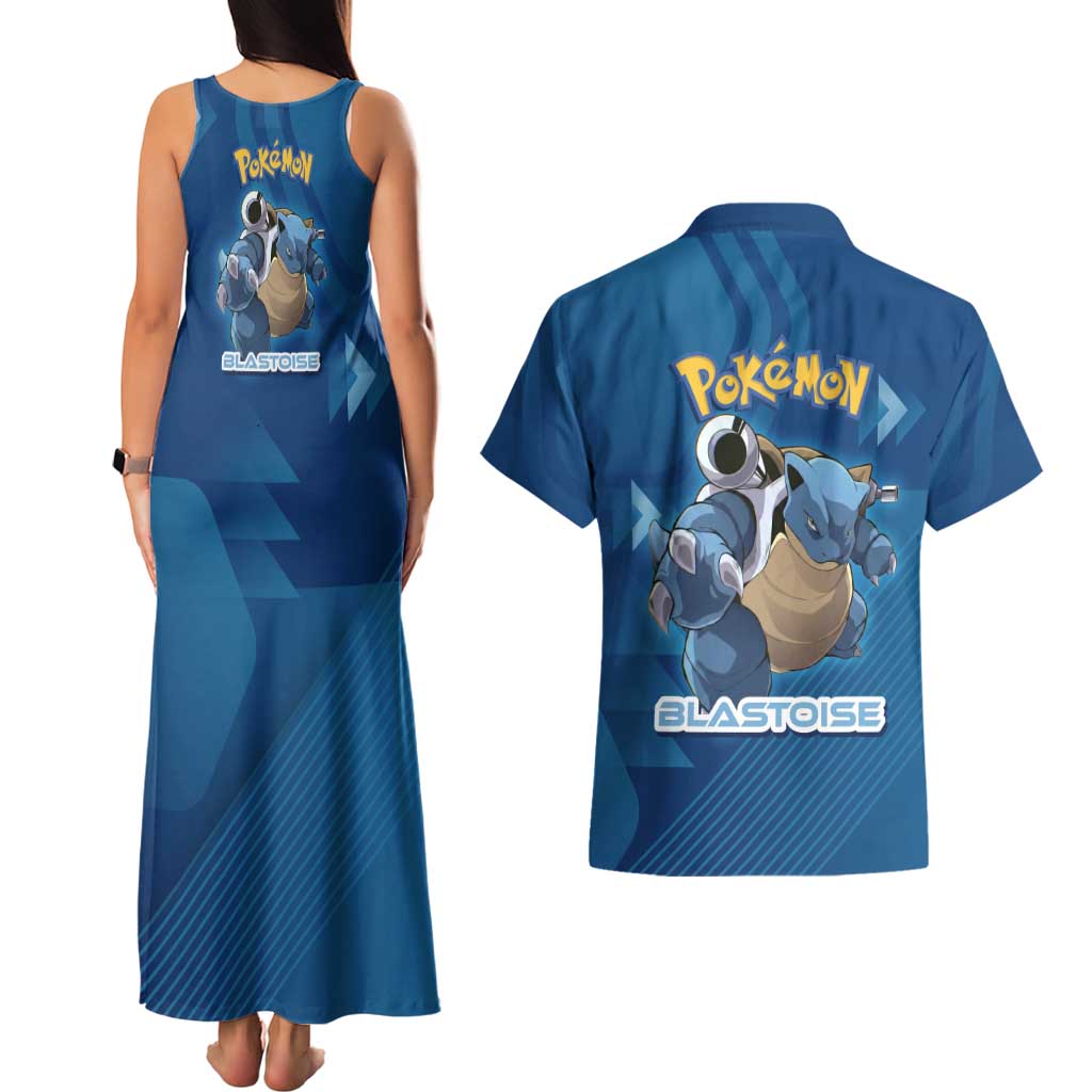 Blastoise Poké Couples Matching Tank Maxi Dress and Hawaiian Shirt Tech Armor Anime Wave Style