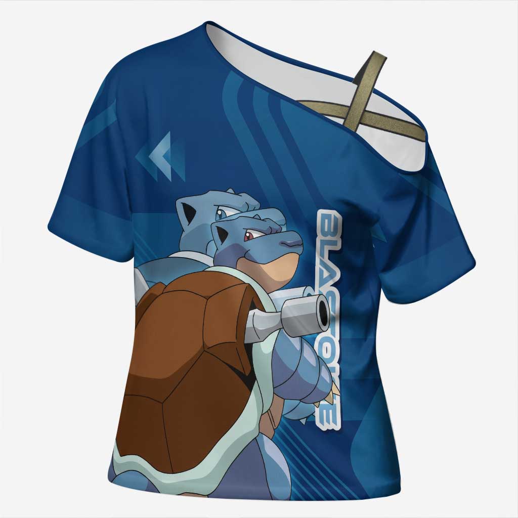 Blastoise Poké Cross Shoulder Shirt Tech Armor Anime Wave Style