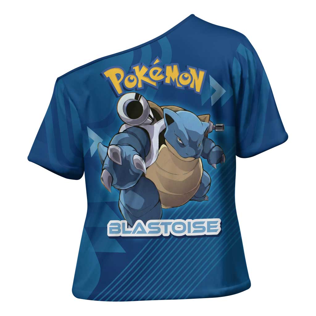 Blastoise Poké Cross Shoulder Shirt Tech Armor Anime Wave Style
