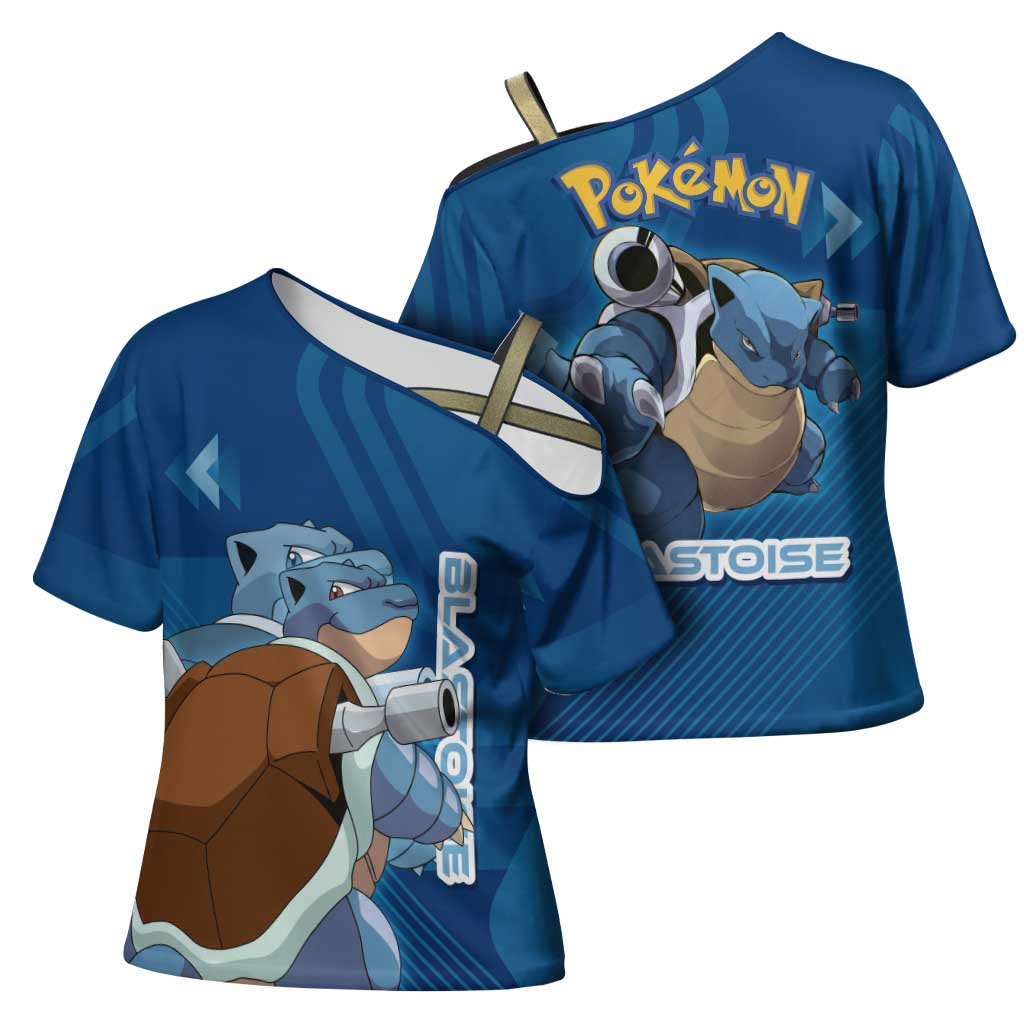 Blastoise Poké Cross Shoulder Shirt Tech Armor Anime Wave Style