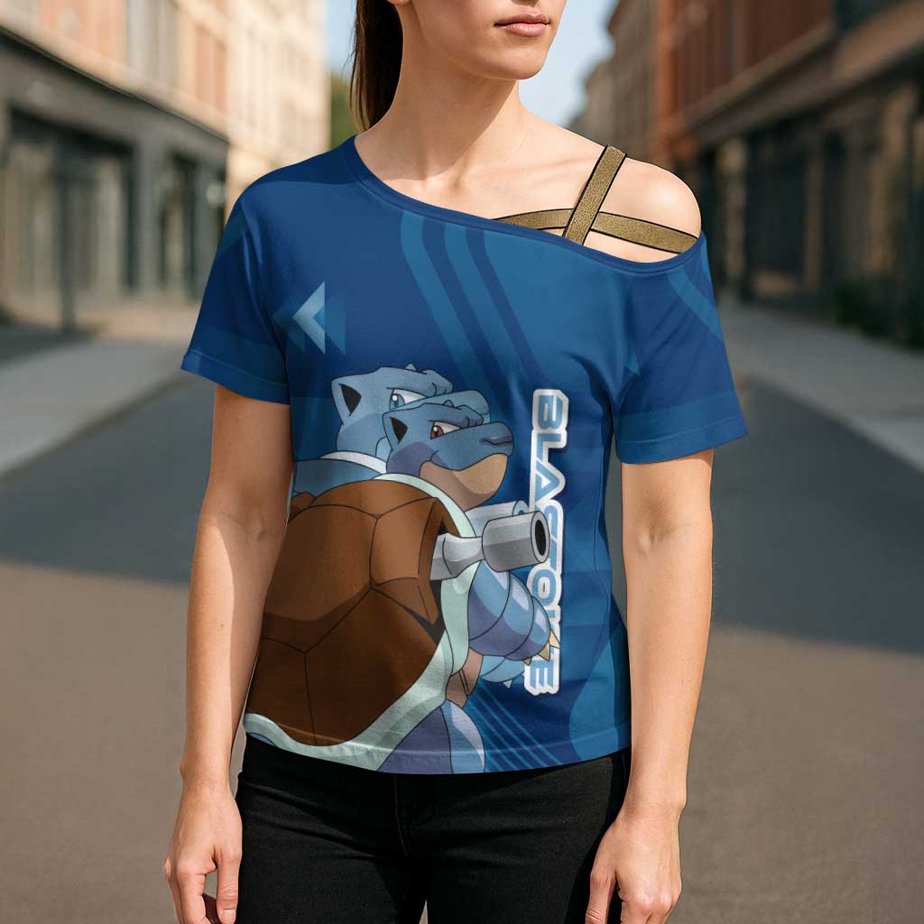 Blastoise Poké Cross Shoulder Shirt Tech Armor Anime Wave Style