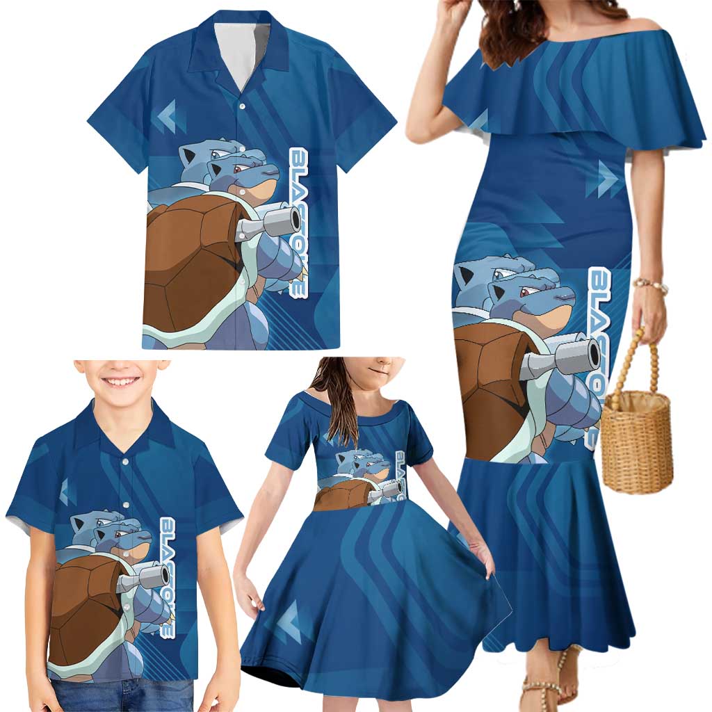Blastoise Poké Family Matching Mermaid Dress and Hawaiian Shirt Tech Armor Anime Wave Style