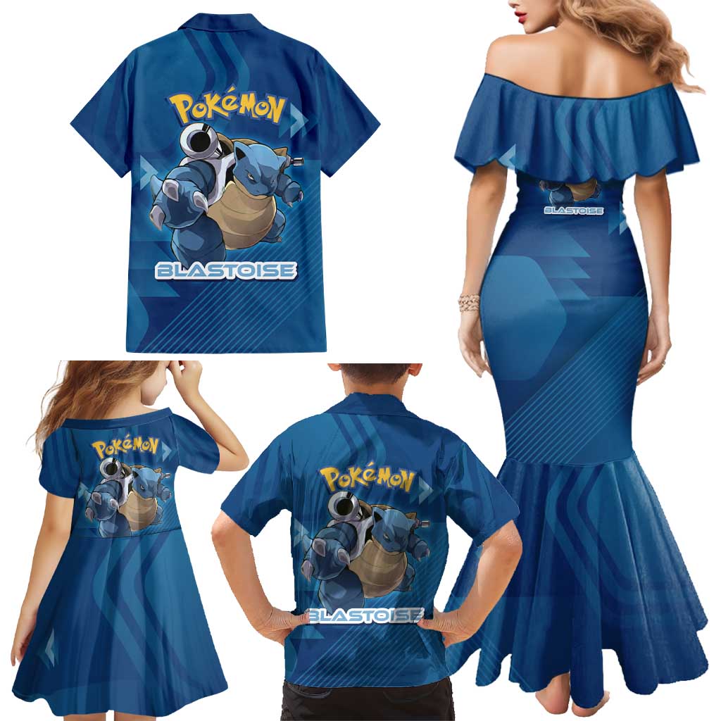 Blastoise Poké Family Matching Mermaid Dress and Hawaiian Shirt Tech Armor Anime Wave Style