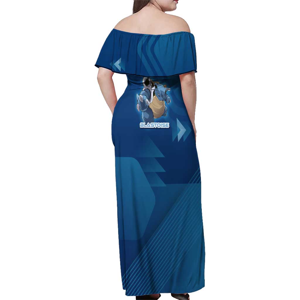 Blastoise Poké Family Matching Off Shoulder Maxi Dress and Hawaiian Shirt Tech Armor Anime Wave Style