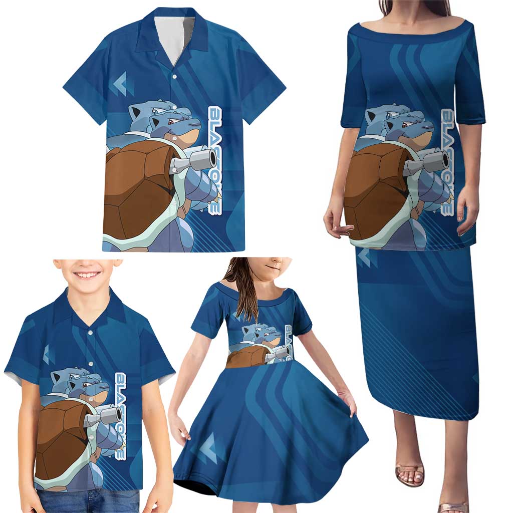 Blastoise Poké Family Matching Puletasi and Hawaiian Shirt Tech Armor Anime Wave Style