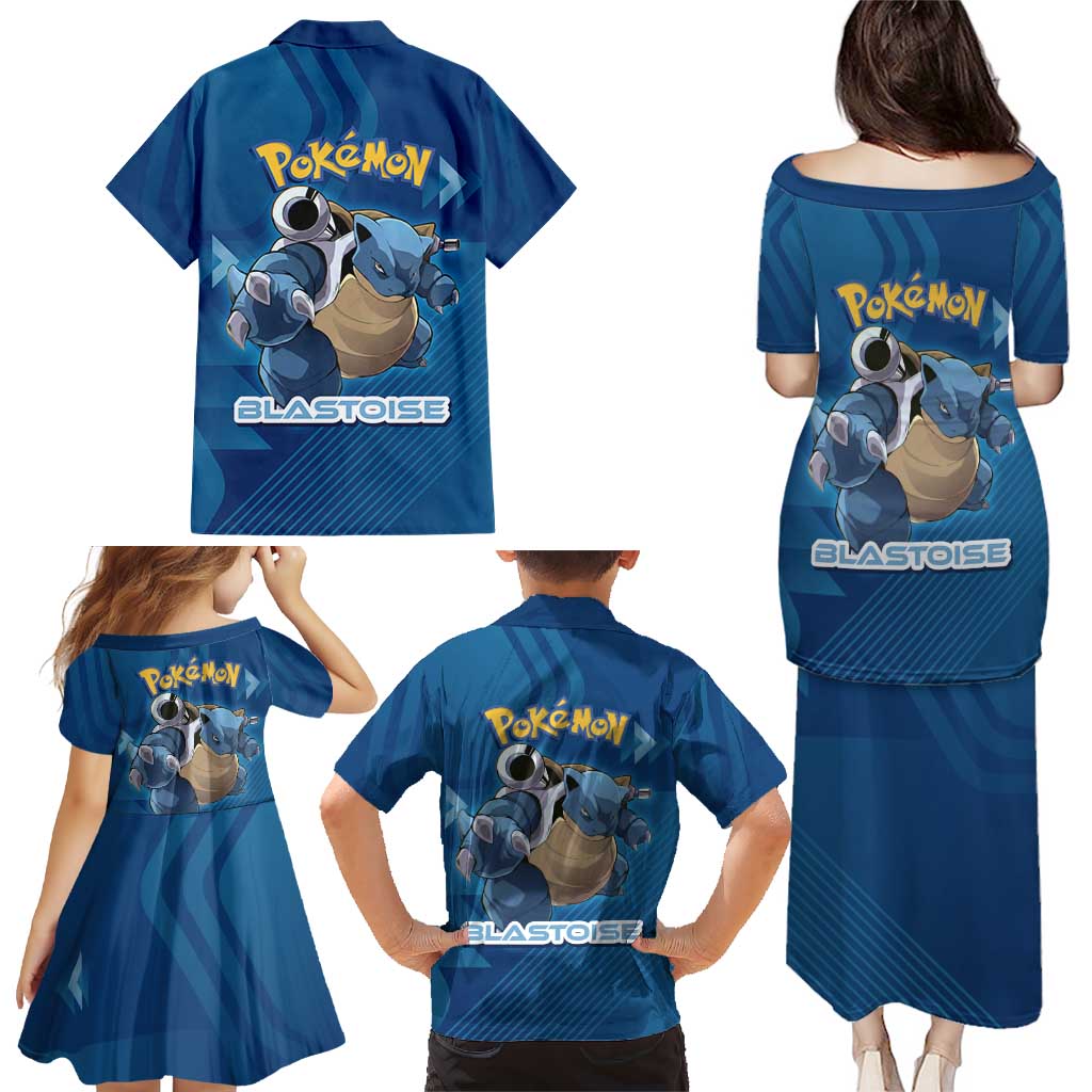 Blastoise Poké Family Matching Puletasi and Hawaiian Shirt Tech Armor Anime Wave Style