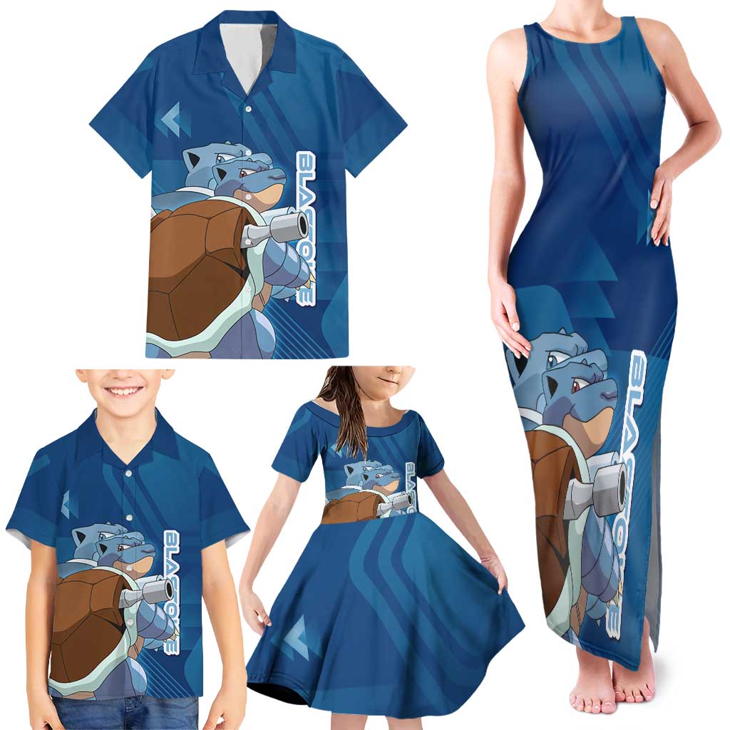 Blastoise Poké Family Matching Tank Maxi Dress and Hawaiian Shirt Tech Armor Anime Wave Style