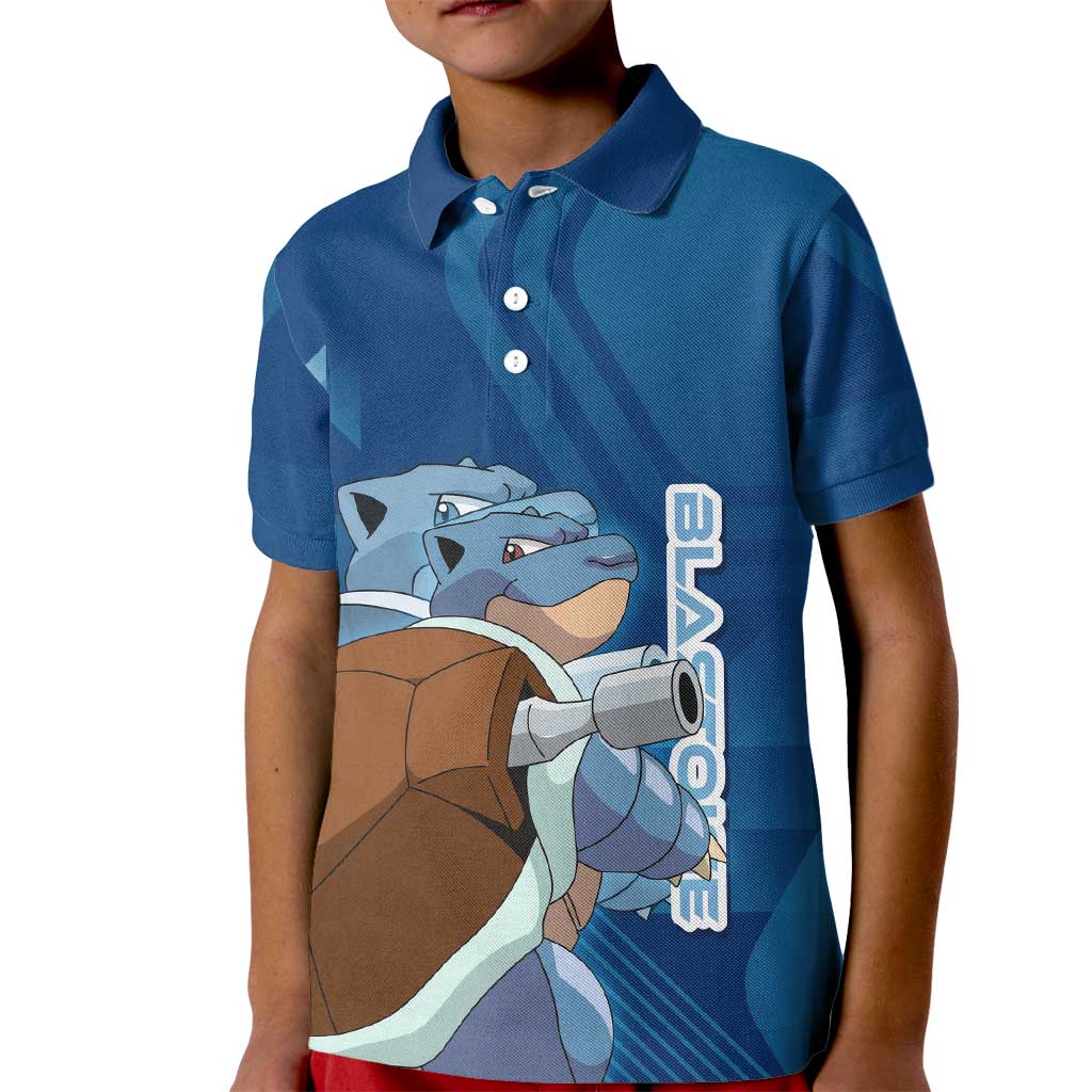 Blastoise Poké Kid Polo Shirt Tech Armor Anime Wave Style