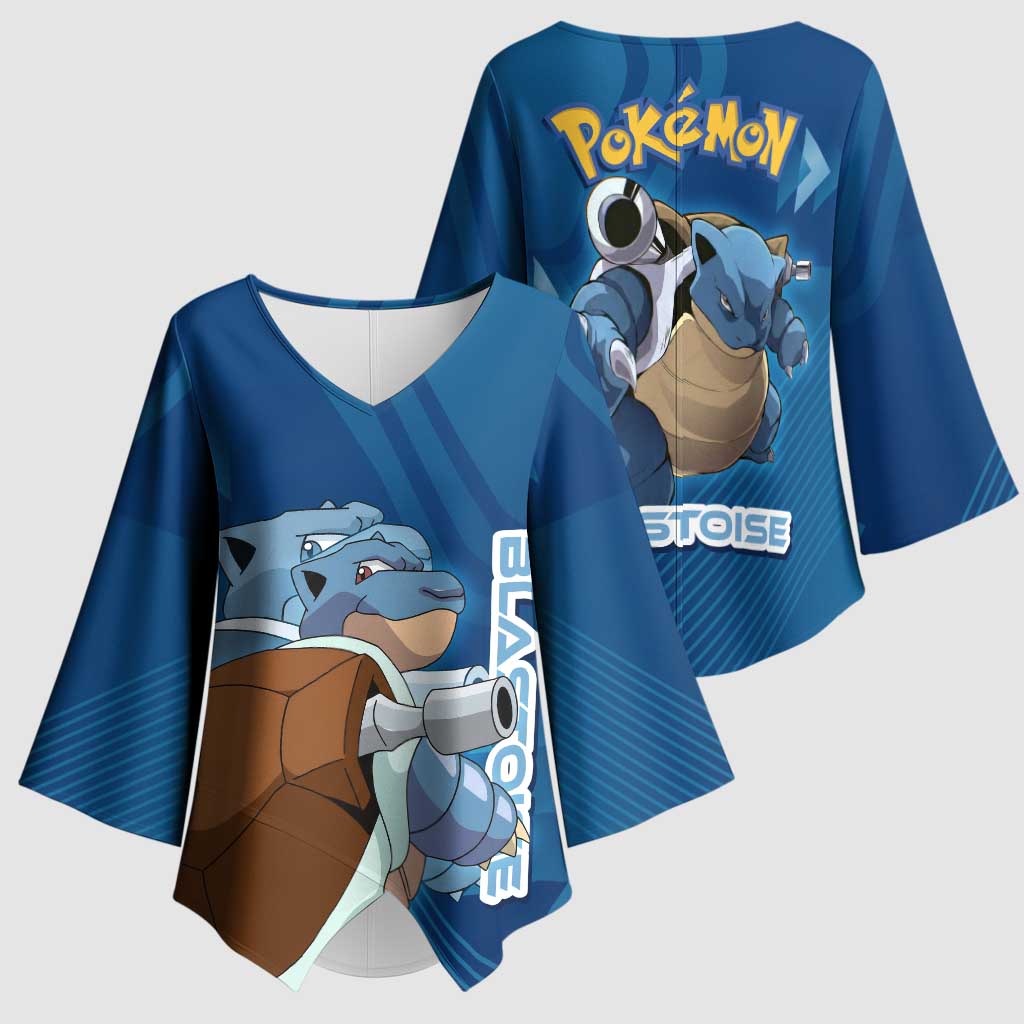 Blastoise Poké Kimono Sleeve Blouse Tech Armor Anime Wave Style