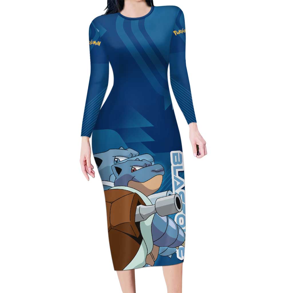 Blastoise Poké Long Sleeve Bodycon Dress Tech Armor Anime Wave Style