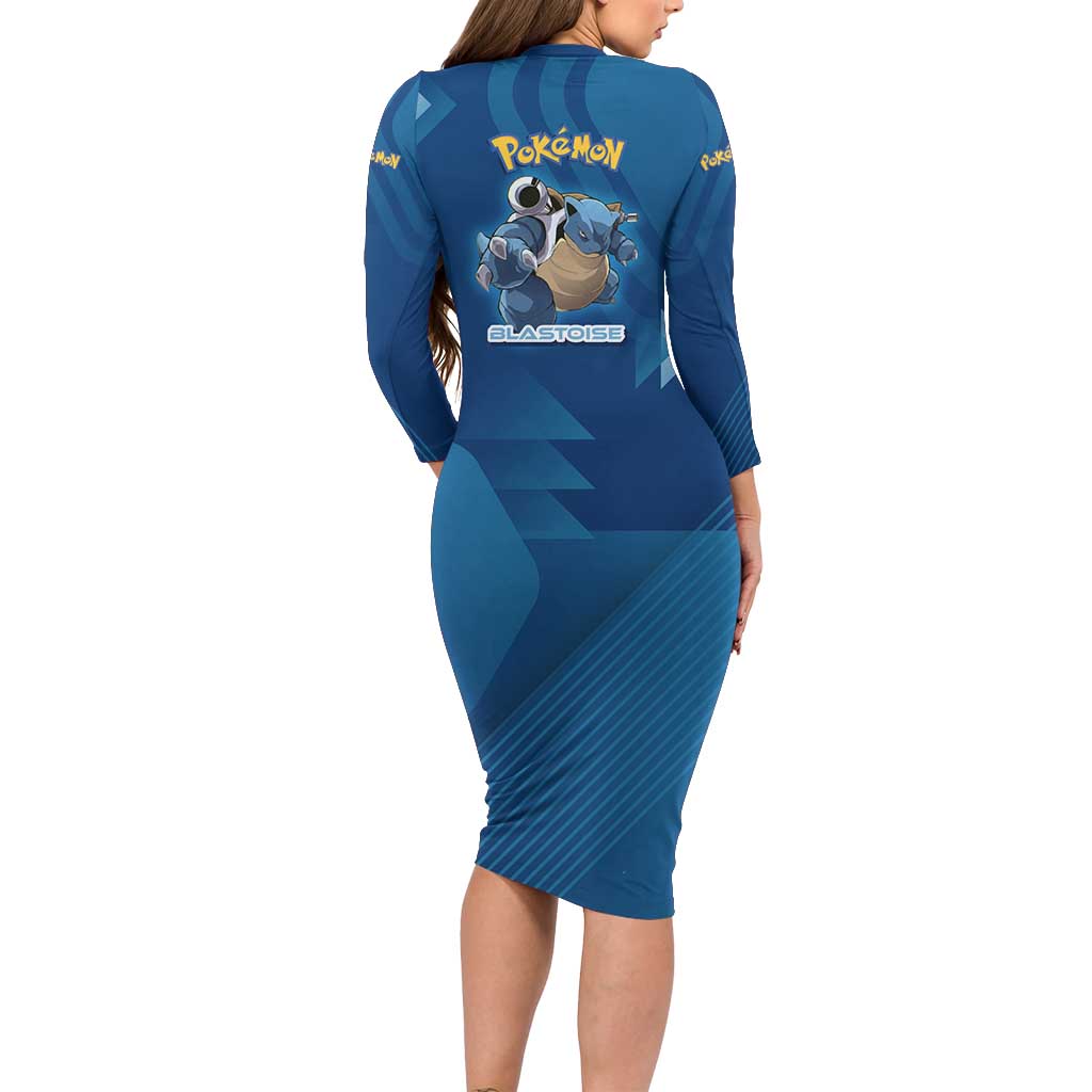 Blastoise Poké Long Sleeve Bodycon Dress Tech Armor Anime Wave Style