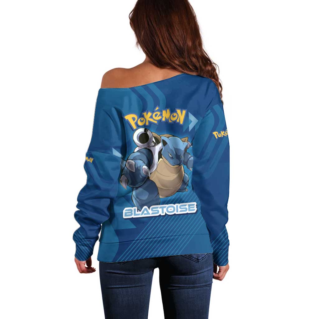 Blastoise Poké Off Shoulder Sweater Tech Armor Anime Wave Style
