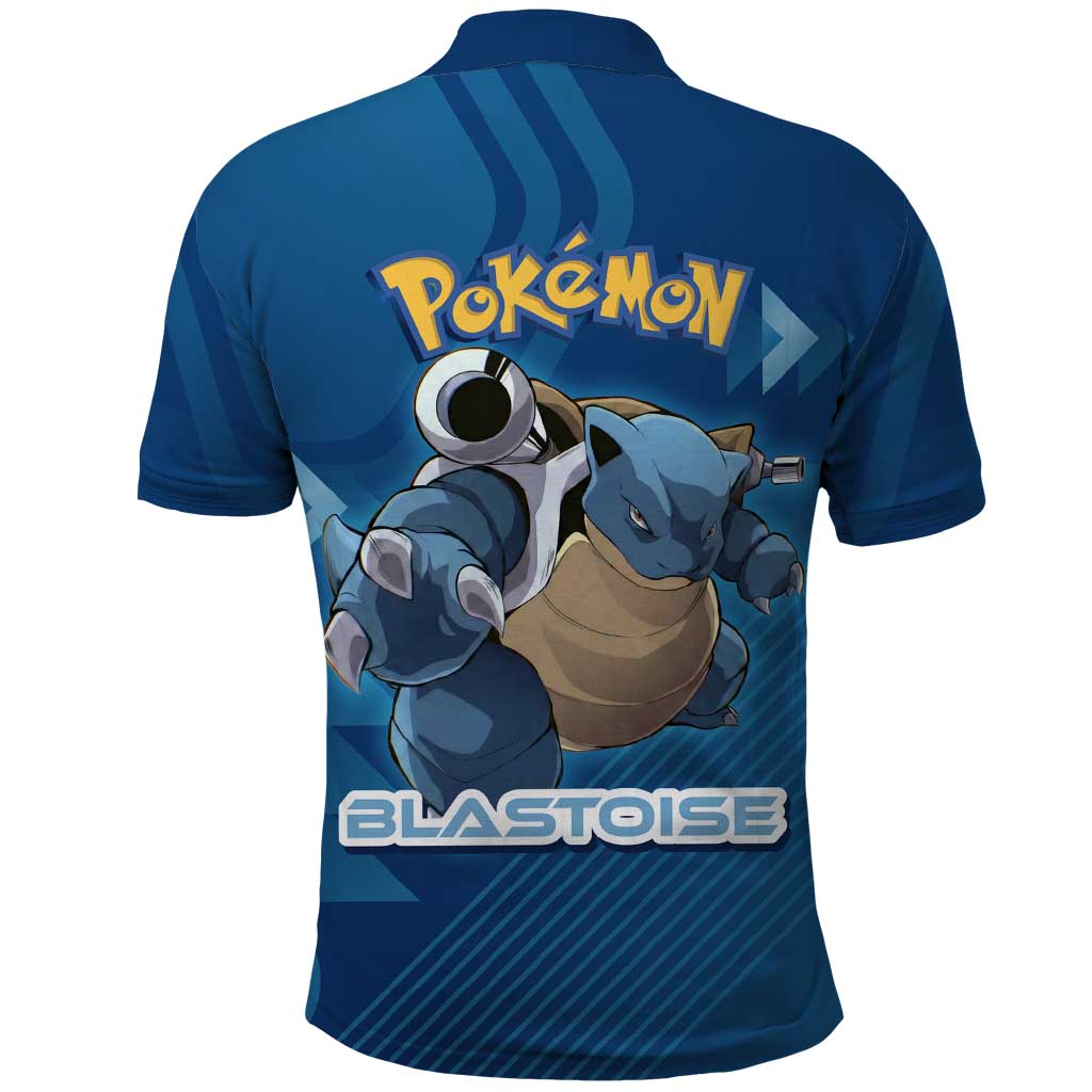 Blastoise Poké Polo Shirt Tech Armor Anime Wave Style