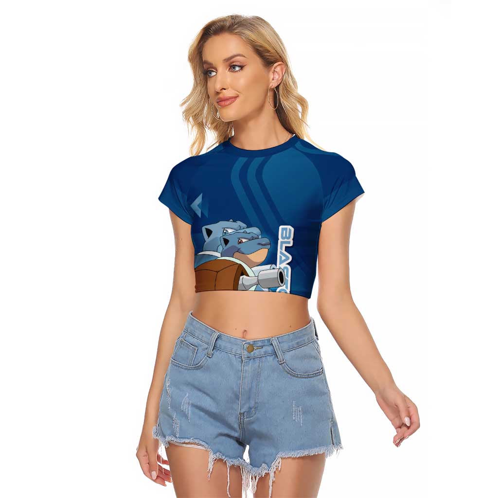Blastoise Poké Raglan Cropped T Shirt Tech Armor Anime Wave Style
