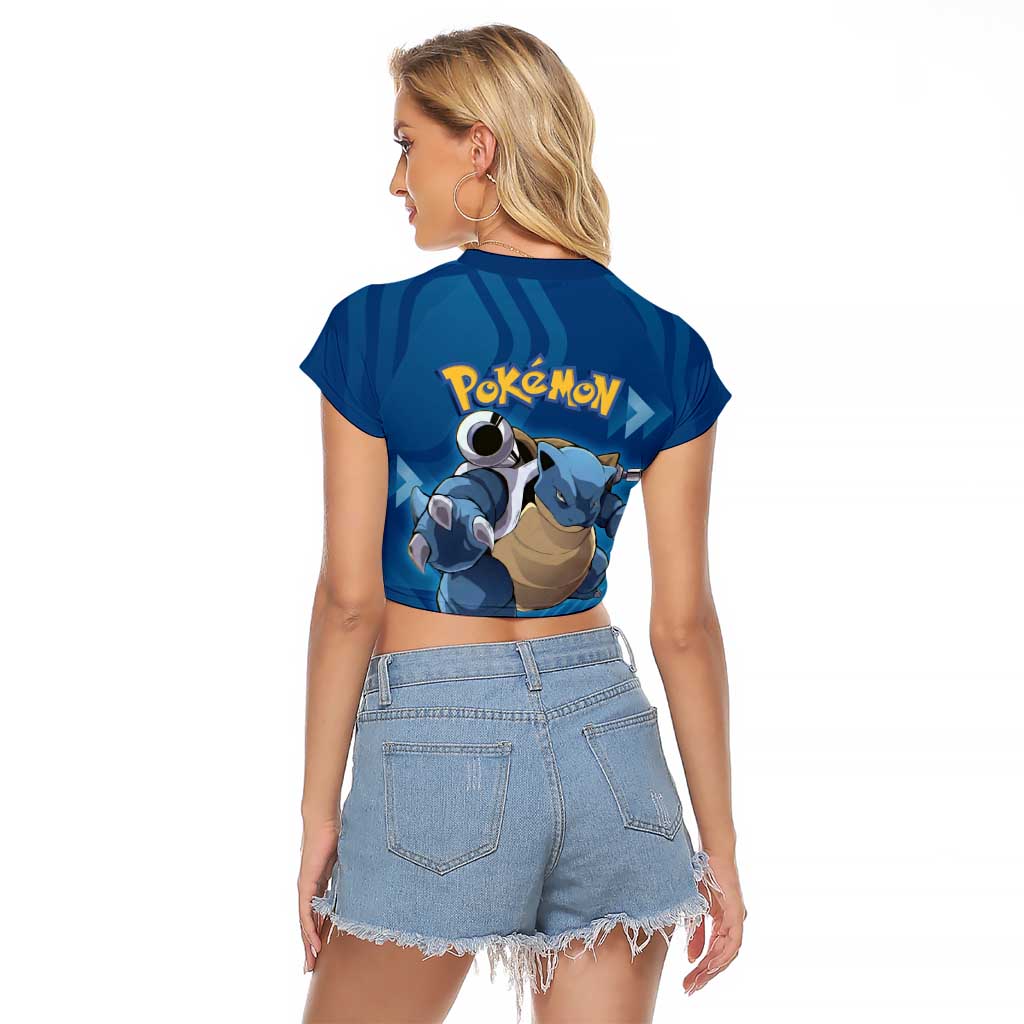 Blastoise Poké Raglan Cropped T Shirt Tech Armor Anime Wave Style