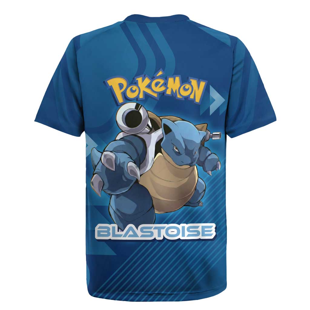 Blastoise Poké Rugby Jersey Tech Armor Anime Wave Style