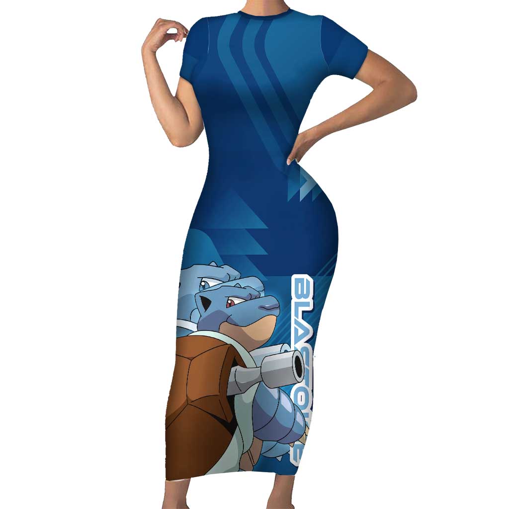 Blastoise Poké Short Sleeve Bodycon Dress Tech Armor Anime Wave Style