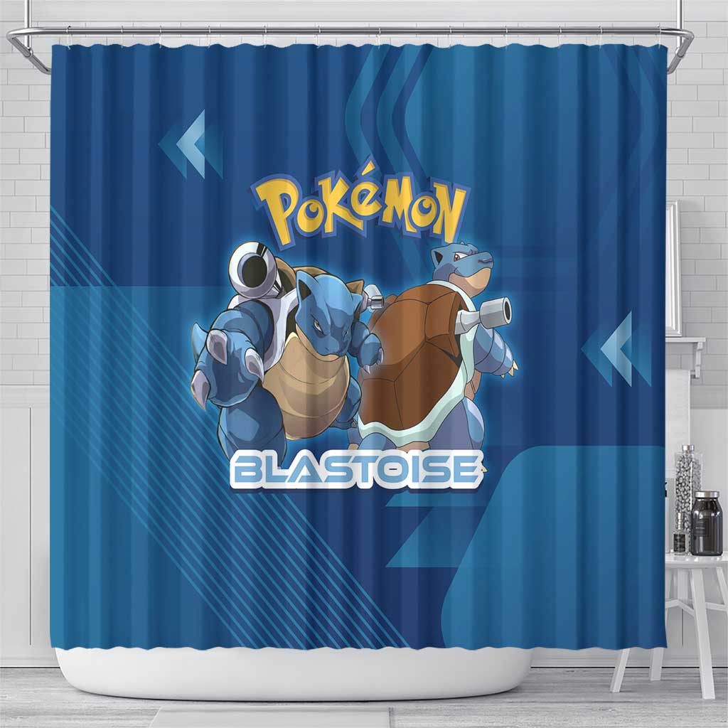 Blastoise Poké Shower Curtain Tech Armor Anime Wave Style